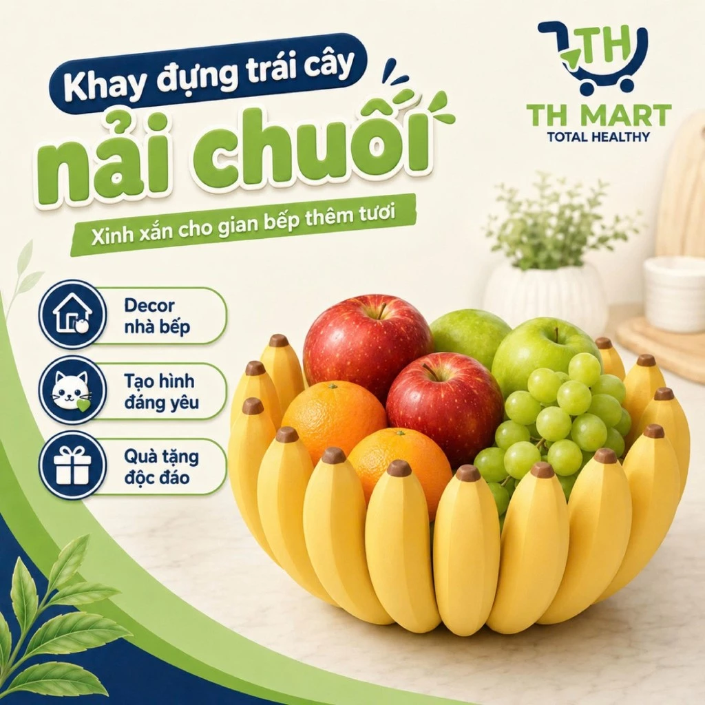 Khay Đựng Bánh Kẹo Hoa Quả Trái Cây Hình Nải Chuối Decor Phòng Khách Nhà Bếp Bàn Ăn Trang Trí