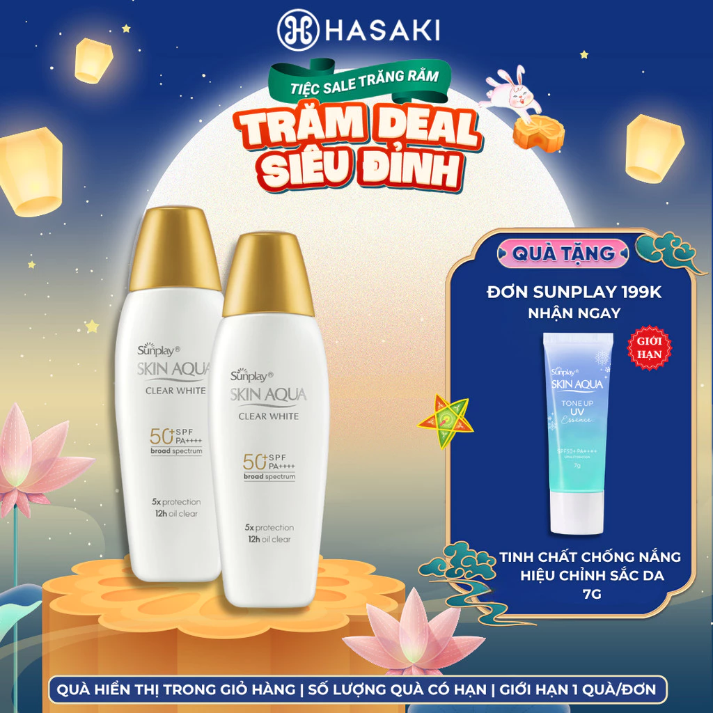 [DAILY] Combo 2 Sữa Chống Nắng Sunplay Skin Aqua Dưỡng Da Sáng Mịn 55g Clear White SPF50+ PA+ Hasaki