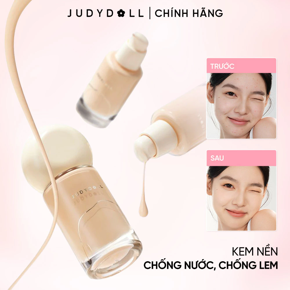 Kem nền JUDYDOLL Traceless Cloud-Touch Cream Foundation Tự nhiên Chống nước Chống lem Dành cho da hỗn hợp 30g
