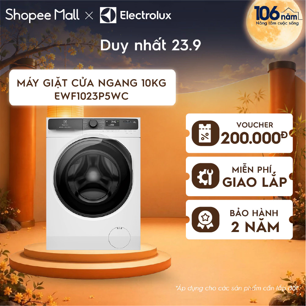 Free giao lắp - Máy giặt cửa ngang 10KG Electrolux S500 EWF1023P5WC, giặt đẩy tải 45 phút, UltraMix, EcoInverter