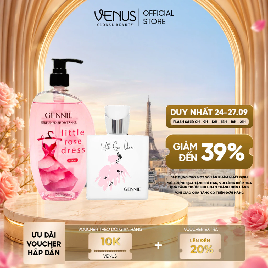 Combo Nước hoa và Sữa tắm nước hoa Nữ Gennie Little Dress 50ml + 450ml
