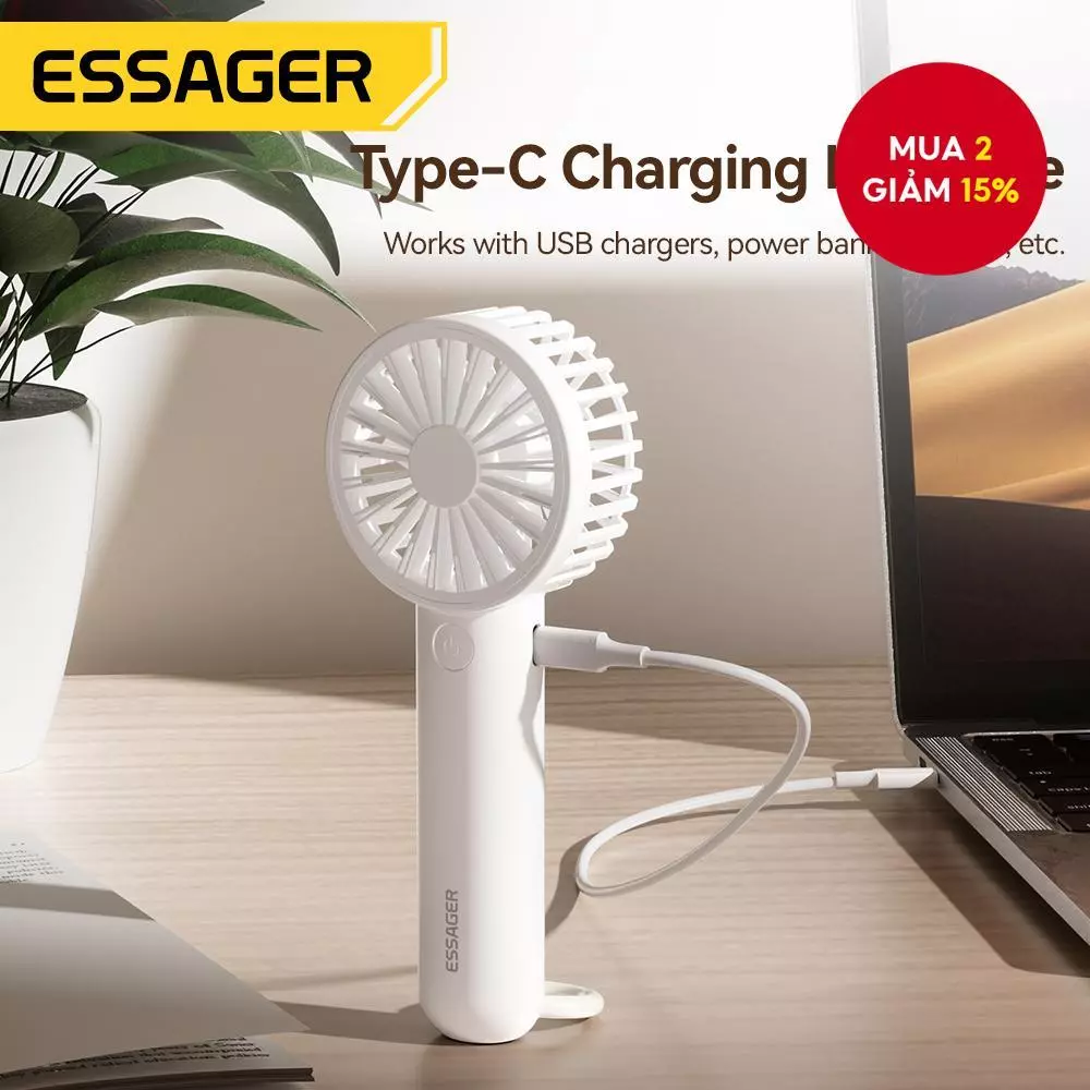 Quạt làm mát cầm tay cầm tay USB có thể sạc lại ESSAGER Quạt nhỏ Bàn làm việc Mini