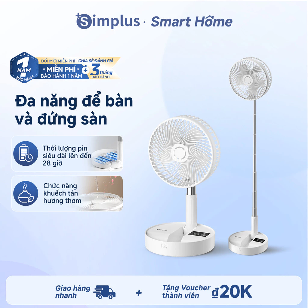 Simplus Quạt bàn , Để bàn hoặc đứng sàn, Gấp gọn tiện lợi, dễ dàng mang theo và cất giữ DFSH017