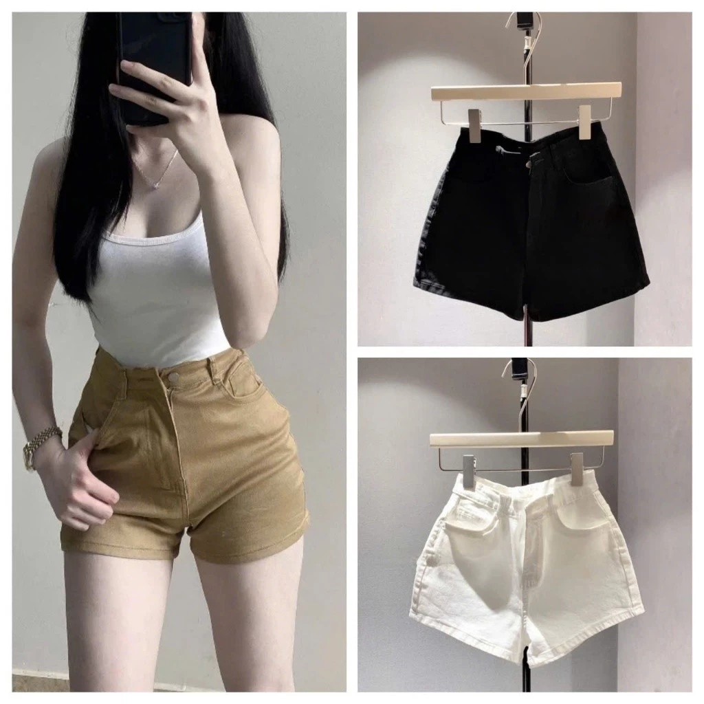 Quần short jean nữ lưng cao form ôm dễ phối đồ, quần jean ngắn trẻ trung năng động hot trend