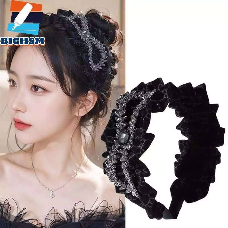[BIGHSM] Băng Đô Quấn Tóc Nơ Vải Xếp Ly Cho Nữ Pháp Thanh Lịch Tính Khí Thời Trang Phụ Kiện Tóc