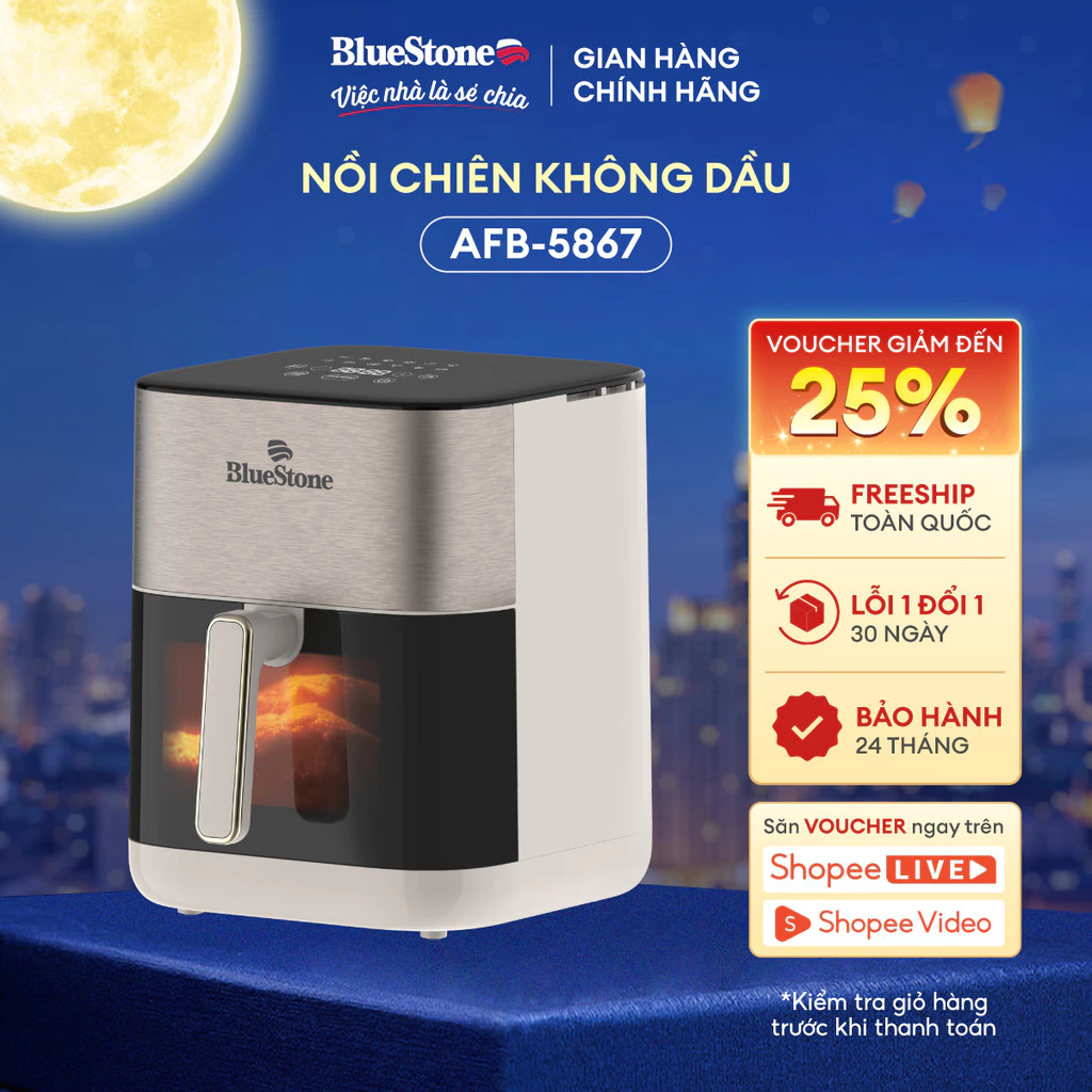 Nồi Chiên Không Dầu Điện Tử BlueStone AFB-5867 - 6 Lít - 1800W