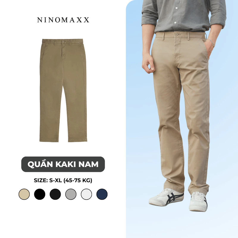 Quần Kaki Nam Ninomaxx Form Tapered ARISTOCORE Chất Vải Dày Nặng Độ Bền Cao Co Giãn Nhẹ 2508013