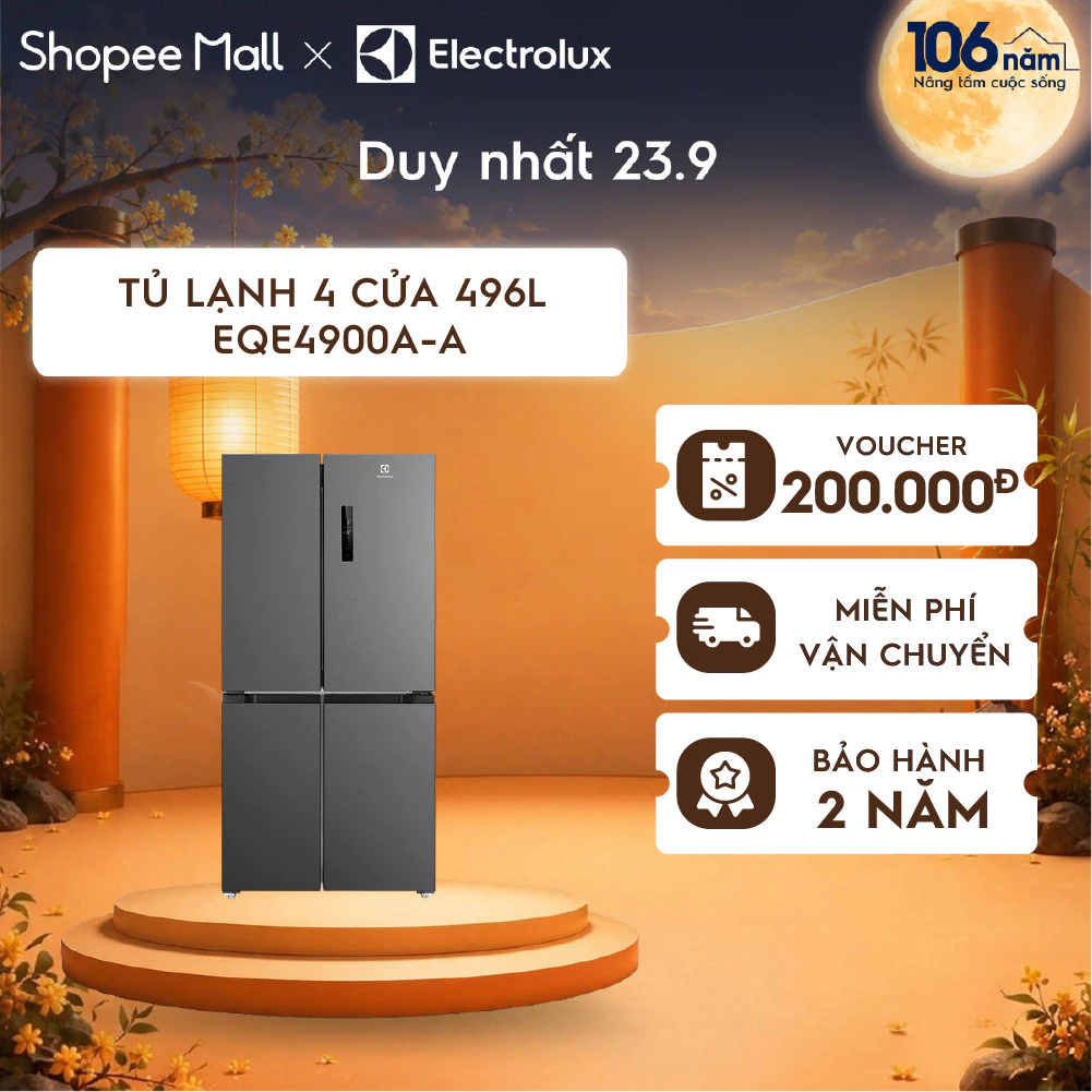 Free giao hàng - Tủ lạnh 4 cửa Electrolux 496L EQE4900A-A - sang trọng, EvenTemp tiết kiệm điện, cấp đông nhanh