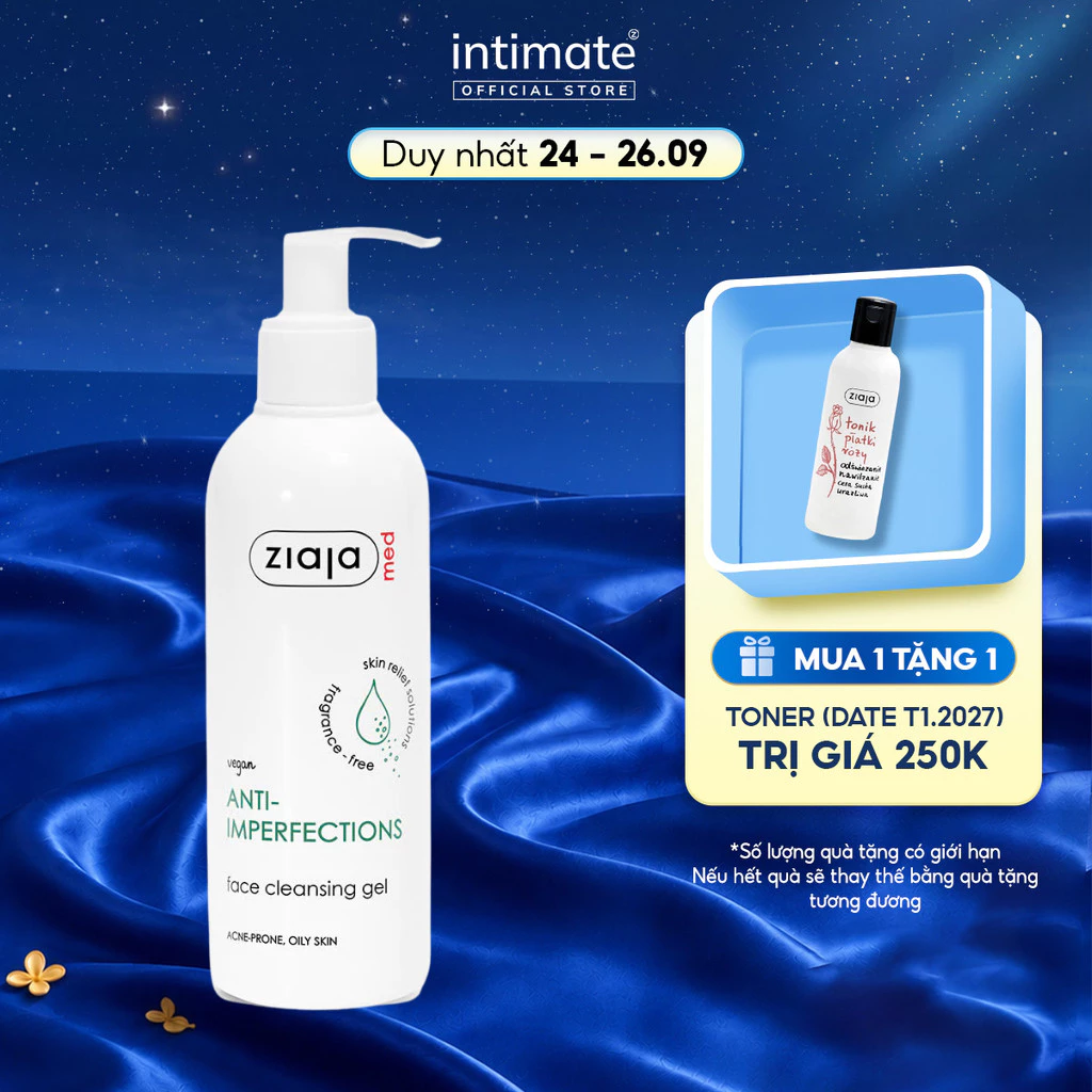 Gel Rửa Mặt Ziaja Med Anti-imperfections Dermatological Formula Làm Sạch Và Loại Bỏ Bụi Bẩn 200ml