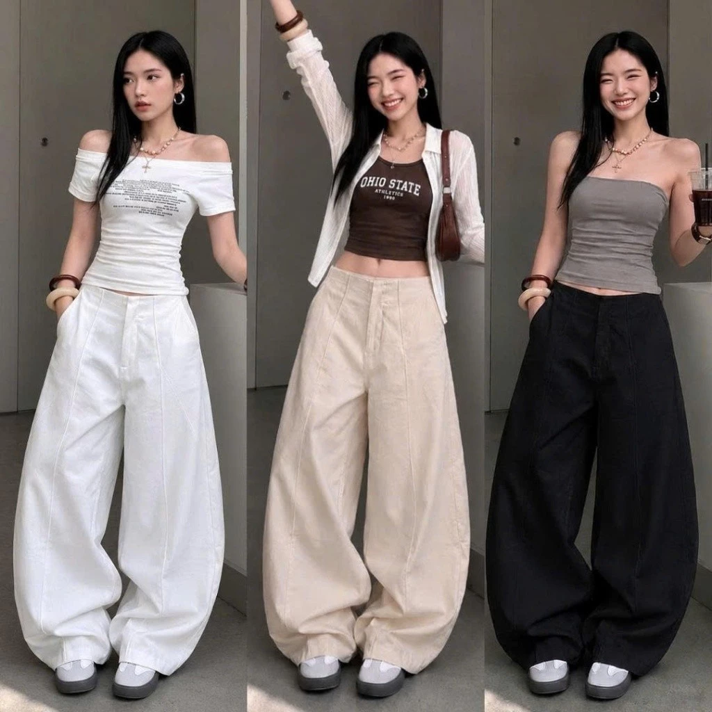 Quần Ống Rộng Nữ Kaki Co Dãn Dáng Cong QMT, Quần dài Mềm dày dặn nữ tính basic dễ phối đồ 0088
