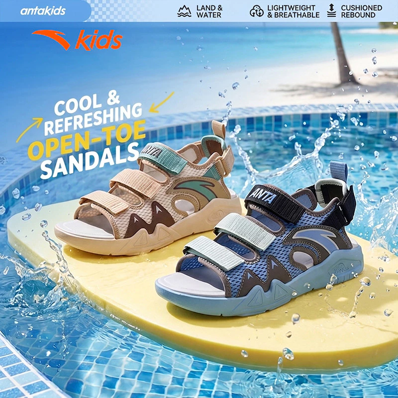 Anta Kids Sandal Thời Trang Thể Thao Bé Trai size 33-40, Chống Trơn Trượt, Chống Mài Mòn A12626974