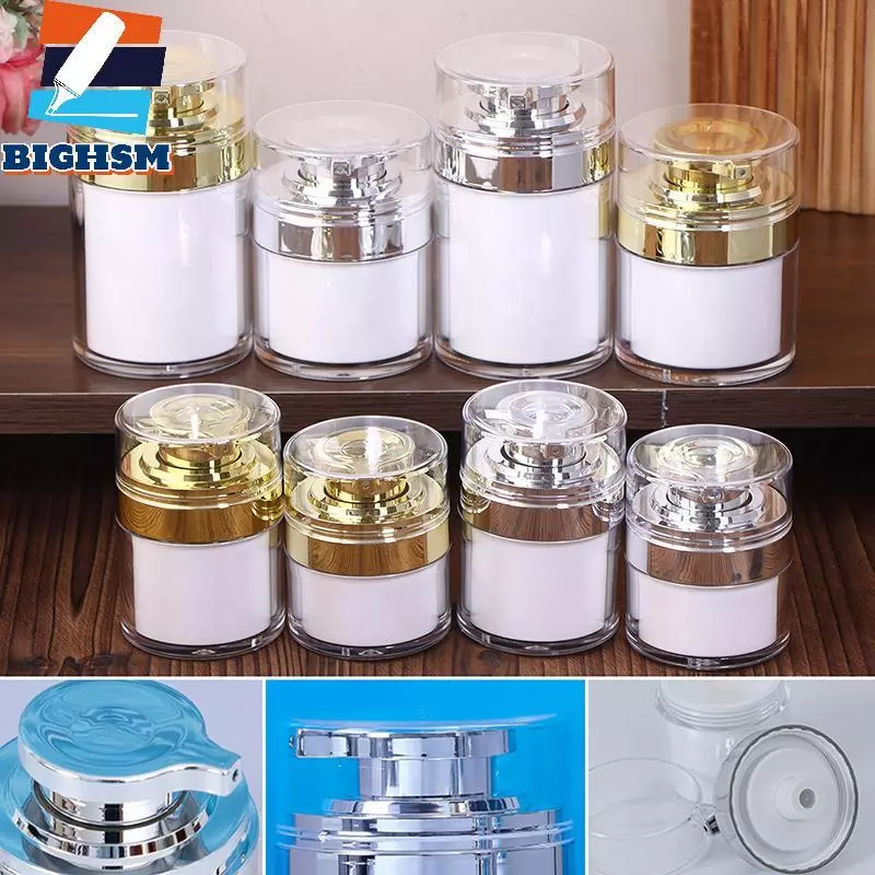 [BIGHSM] Bình hút chân không có thể đổ lại Kem du lịch và kem dưỡng da Hộp đựng mỹ phẩm có bơm dưỡng ẩm Lọ kem rỗng Phụ cấp nhà vệ sinh