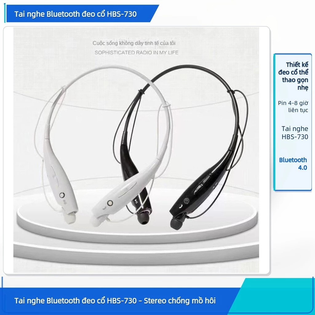 Tai Nghe Bluetooth Đeo Cổ HBS-730 Âm Thanh Stereo Chống Mồ Hôi Pin 4-8 Giờ
