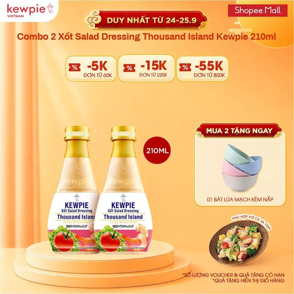 Combo 2 Xốt Salad Dressing Thousand Island Kewpie 210ml