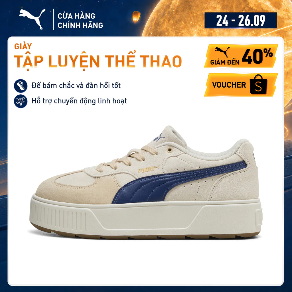 Giày Thể Thao PUMA Nữ Lifora Warm White-Blue Jewel-Gold Màu Trắng