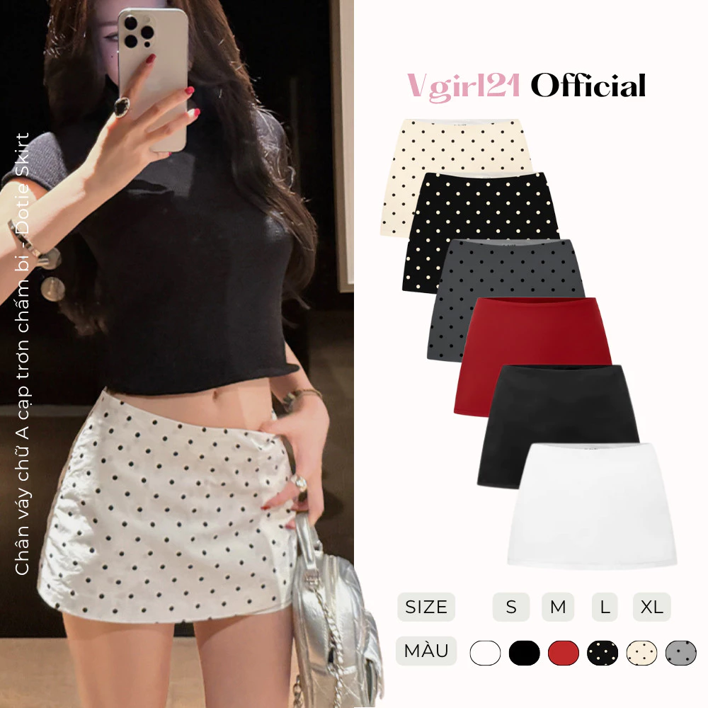 [DEAL MỞ BÁN] - Dottie Skirt - Chân Váy Chấm Bi / Trơn Chữ A Nữ - Kèm Quần Bảo Hộ - Dễ Phối Đồ - Phù Hợp Mùa Hè Mùa Thu