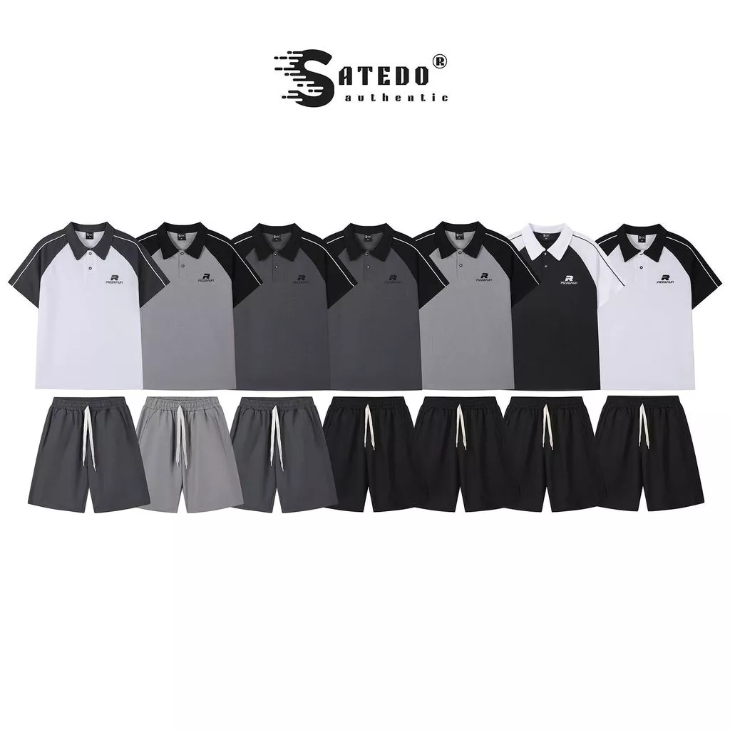 Bộ quần áo thể thao Polo SATEDO áo cộc, quần short, vải cotton tổ ong cao cấp, mix màu áo và quần nổi bật, mã SP: BĐ105