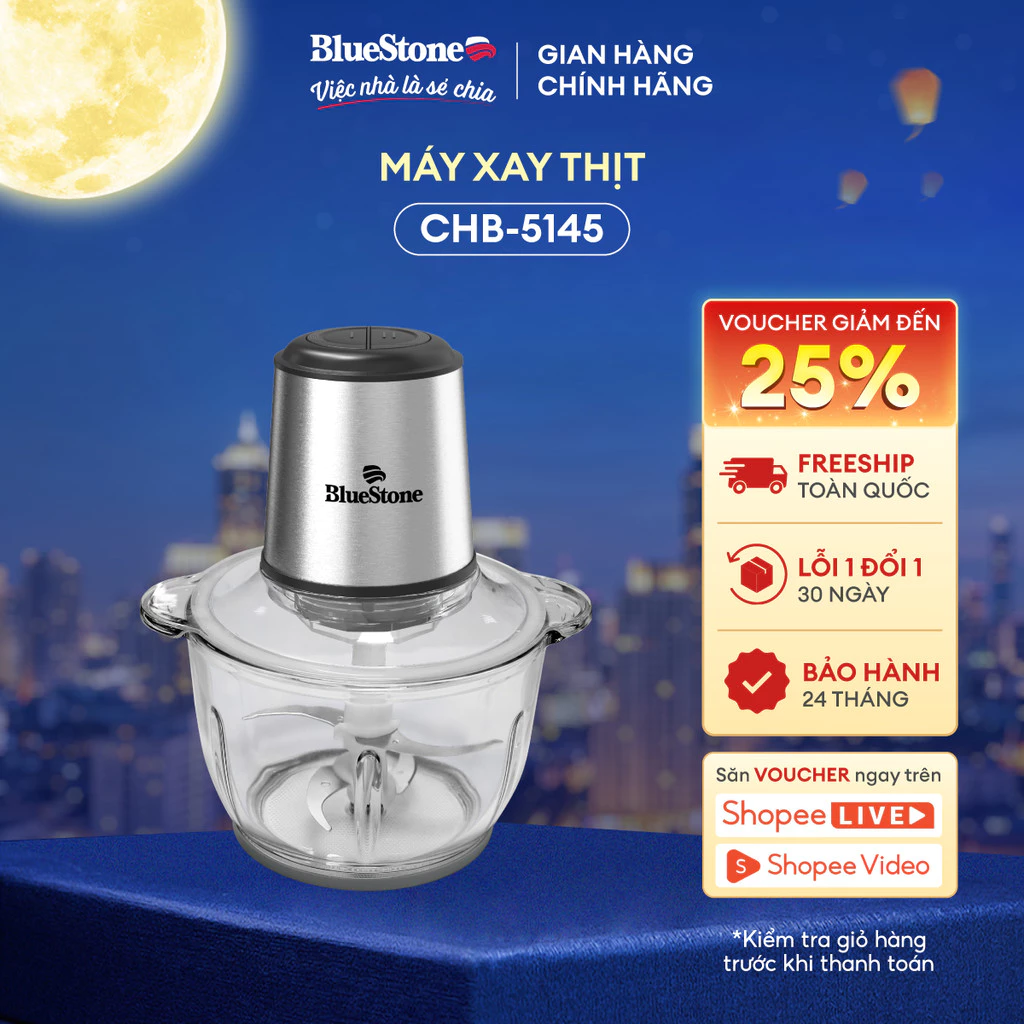 [MCN1] Máy Xay Thịt 2 Lưỡi Dao Kép 2 Lít BlueStone CHB-5145