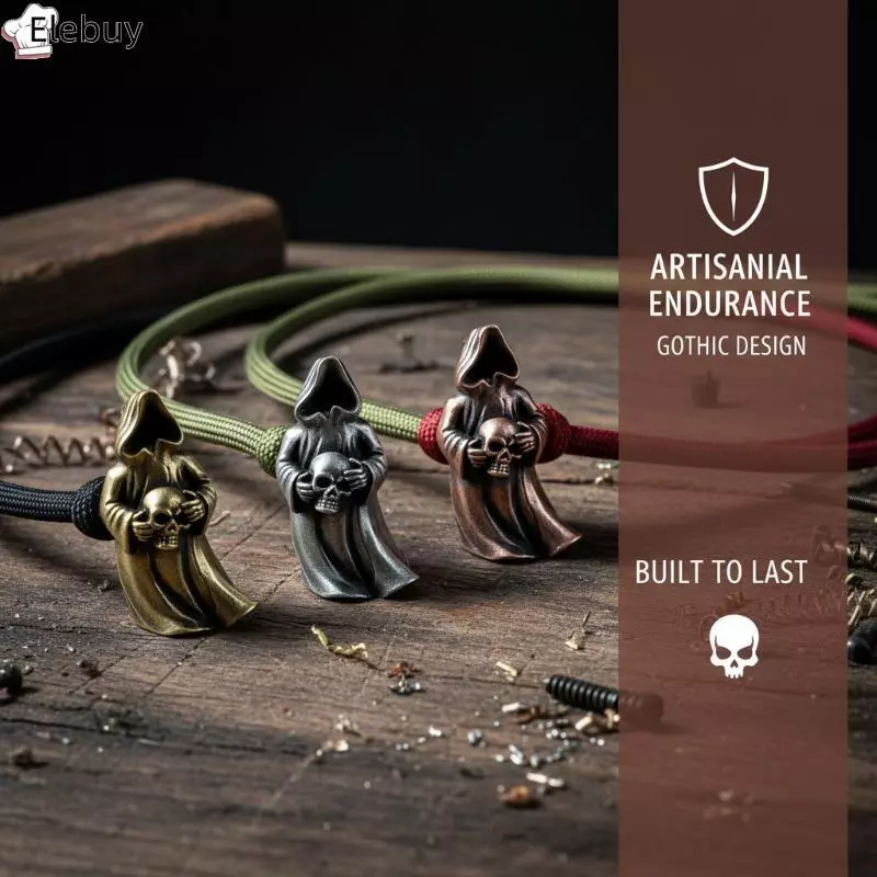 [Ele-T] 1 Chiếc Đồng Thau Đầu Lâu Hạt Handmade Dây Chuyền Paracord Cho Bapa Dây Kéo Kéo Kéo DIY Dụng Cụ Trang Trí