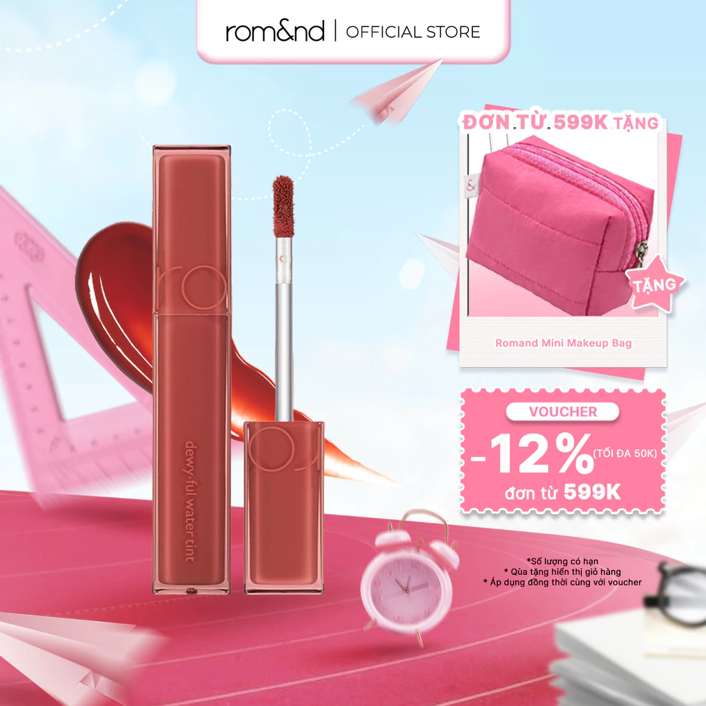 [Rom&nd] Son tint bóng, siêu lì cho đôi môi căng mọng Hàn Quốc Romand Dewyful Water Tint 5g