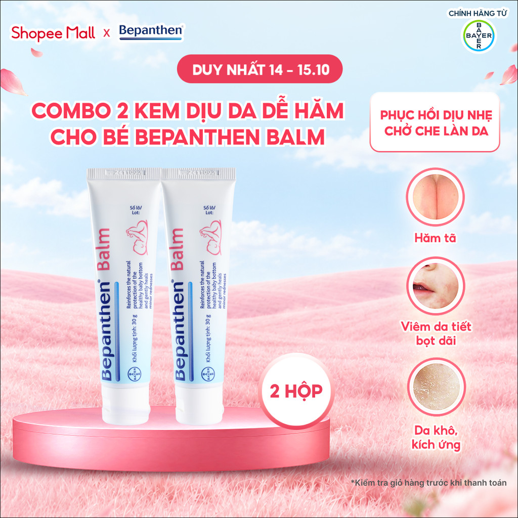 Combo 2 Tuýp Kem Dịu Da Dễ Hăm / Phục Hồi Da Bepanthen Balm Dạng Kem Mỡ Tuýp…