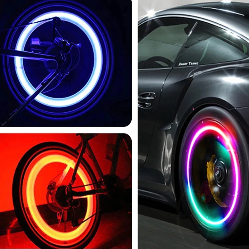 Đèn LED trang trí van lốp RGB, đèn LED cảnh báo cho xe máy, xe đạp, ô tô, chạy bằng pin.