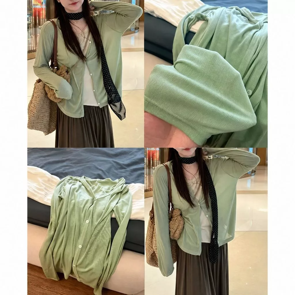Áo Cardigan Nữ Dài Tay Cài Cúc Chất Thun Mềm, Áo Khoác Mỏng Chống Nắng Dễ Phối Đồ Hàn Quốc Hot Trend