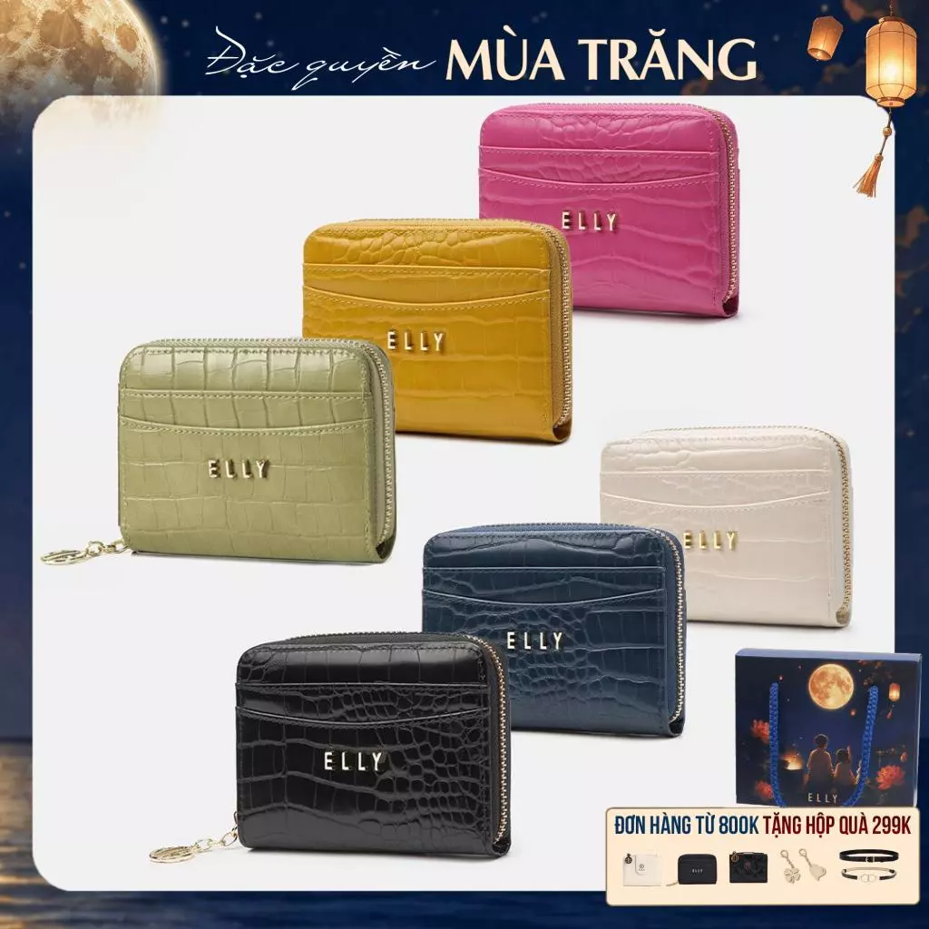 Ví da nữ ELLY EVH107 ví cầm tay da tổng hợp cao cấp nhiều ngăn thời trang thanh lịch