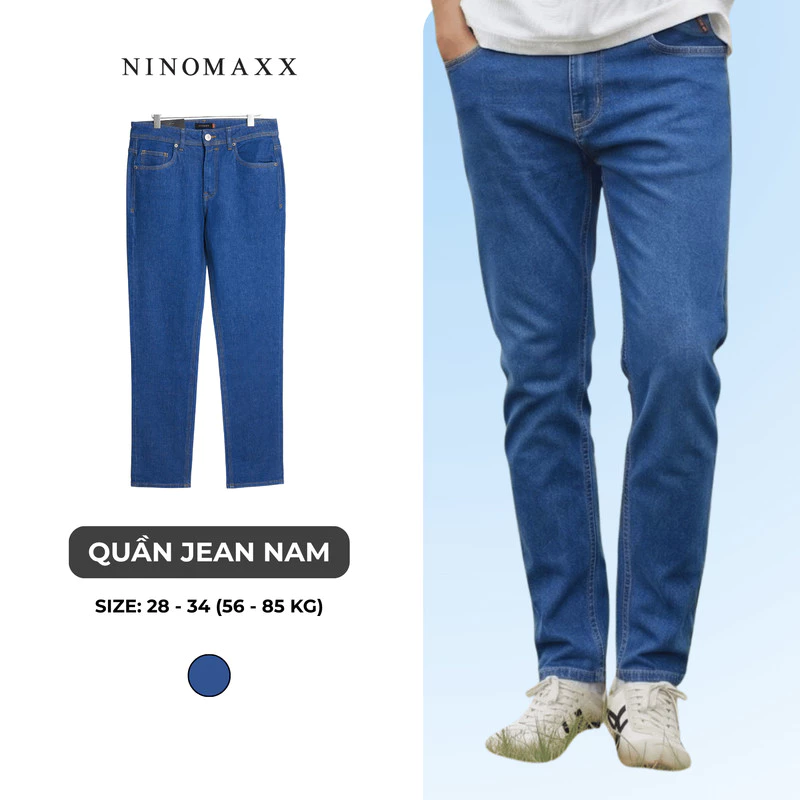 Quần Jean Nam Ninomaxx Form Tapered Xanh Dương RAWCORE DENIM Chất Vải Cứng Dày Độ Bền Cao Co Dãn Nhẹ 2509014