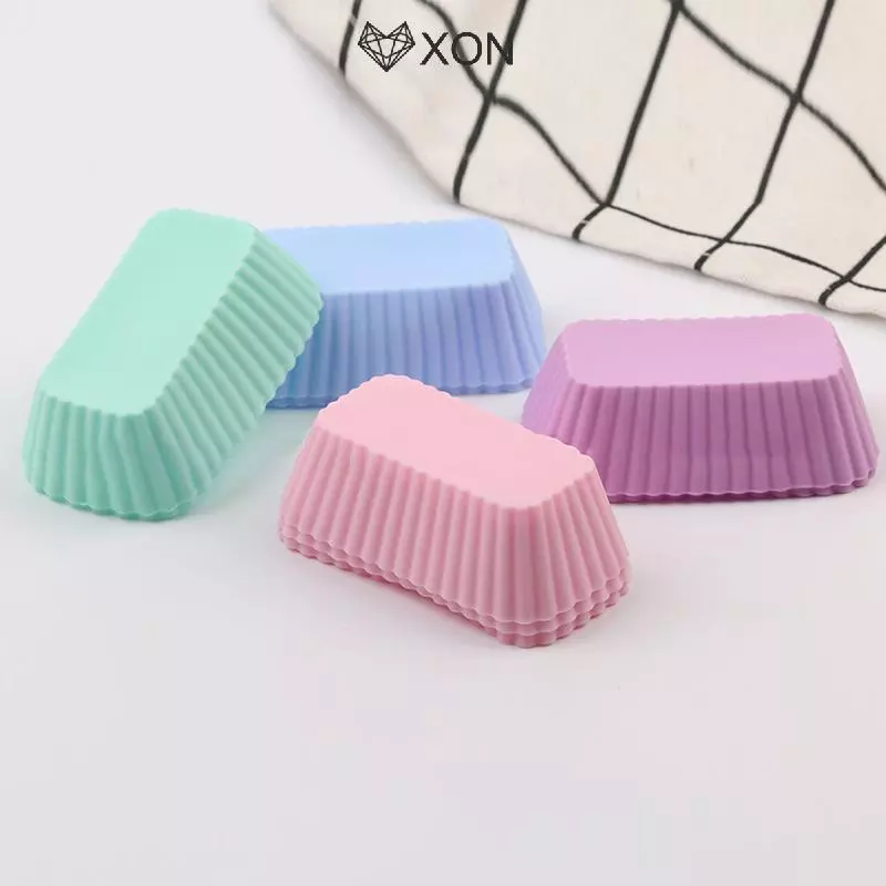 [XON] 5 Khuôn Làm Bánh Silicon Hình Chữ Nhật Muffin Cốc Bánh Khuôn Nướng Bánh Nhà Bếp Dụng Cụ Làm Bánh Ngọt [Mina]