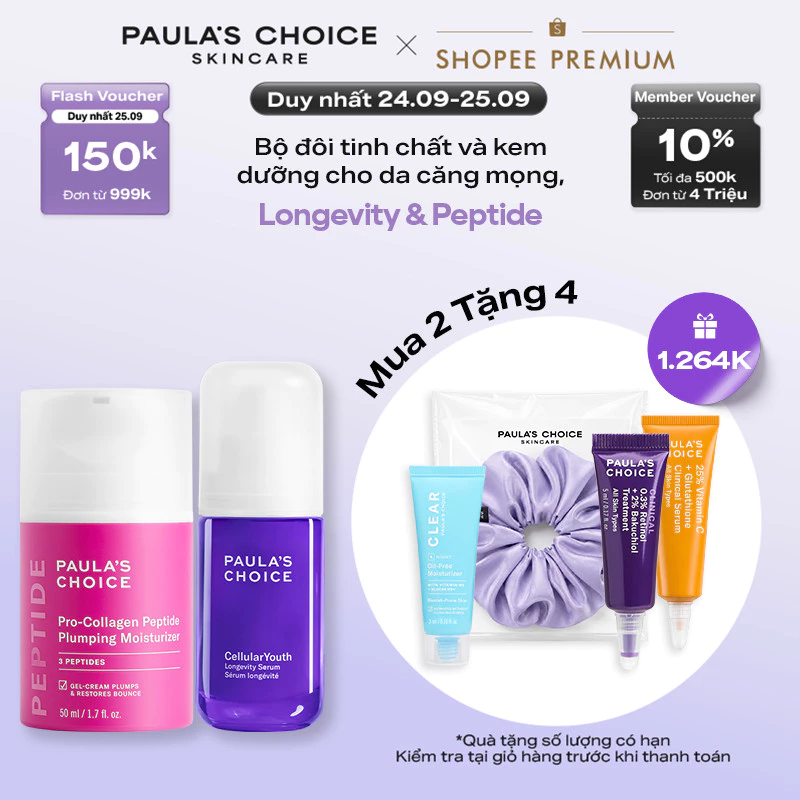 Bộ đôi cho da căng mọng & rạng rỡ Longevity Serum & Peptide Moisturizer 2250-1510