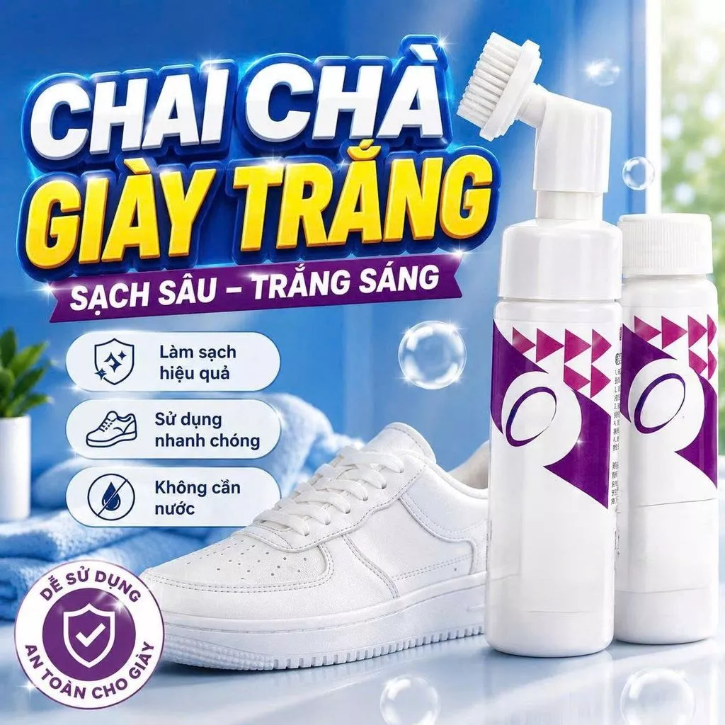 Chai xịt bọt vệ sinh giày kèm đầu bàn chải tiện dụng 150ml