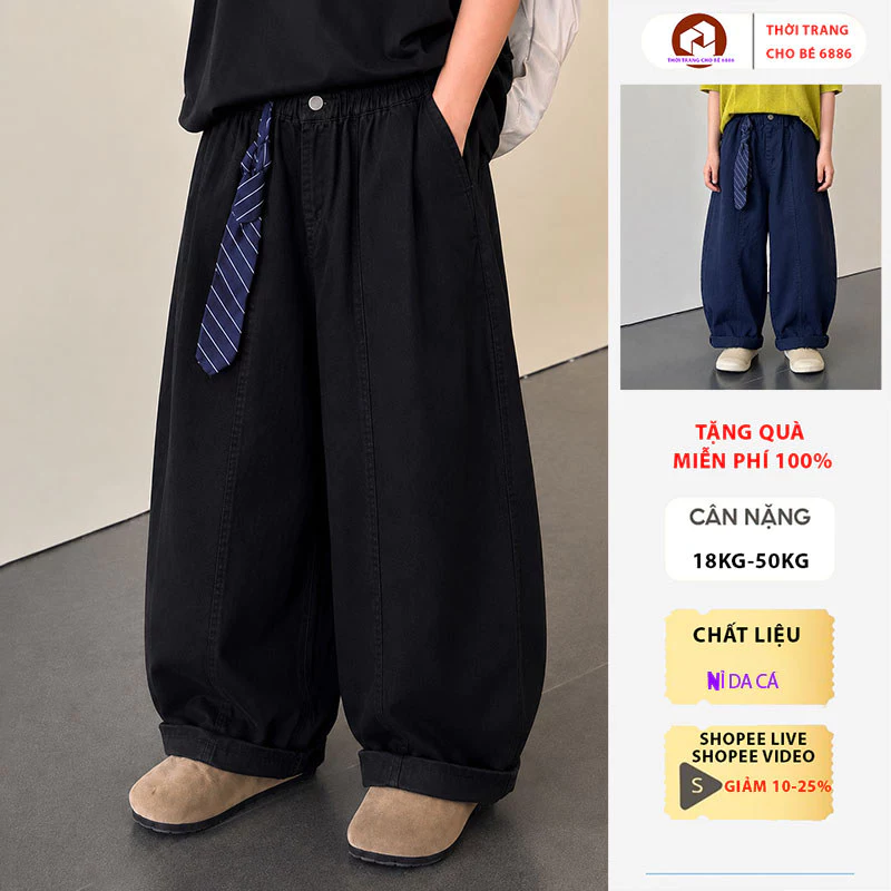 Quần kaki túi hộp thời trang cho bé trai size nhỡ đại 18-50kg, quần dài kaki bé trai mẫu NKKN, quần đi học bé trai