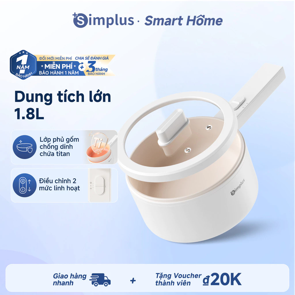 Simplus Nồi Điện Đa Năng Chống Dính 2 Mức Nhiệt Dung Tích 1.5/2L DZGZH - Bảo Hành 1 Năm