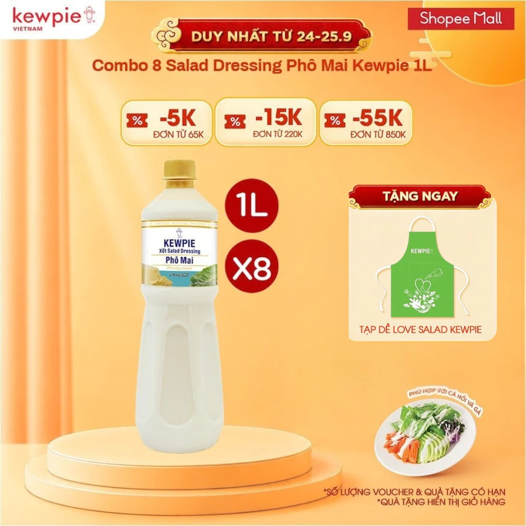 Combo 8 Salad Dressing Phô Mai Kewpie 1L