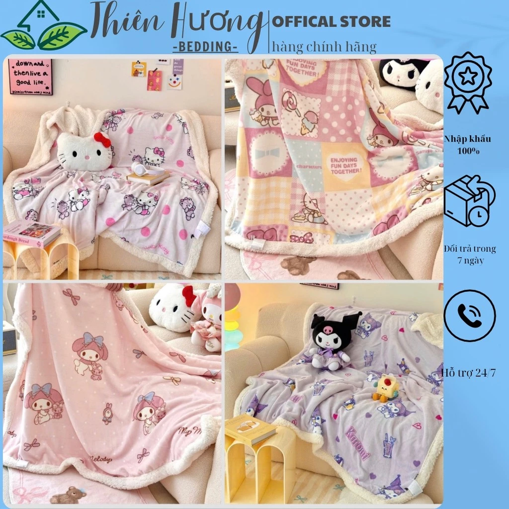 Chăn Lông Cừu Cho Bé Dày Dặn Mềm Mịn Giữ Ấm Kích Thước 1mx1m5 - Thiên Hương Bedding