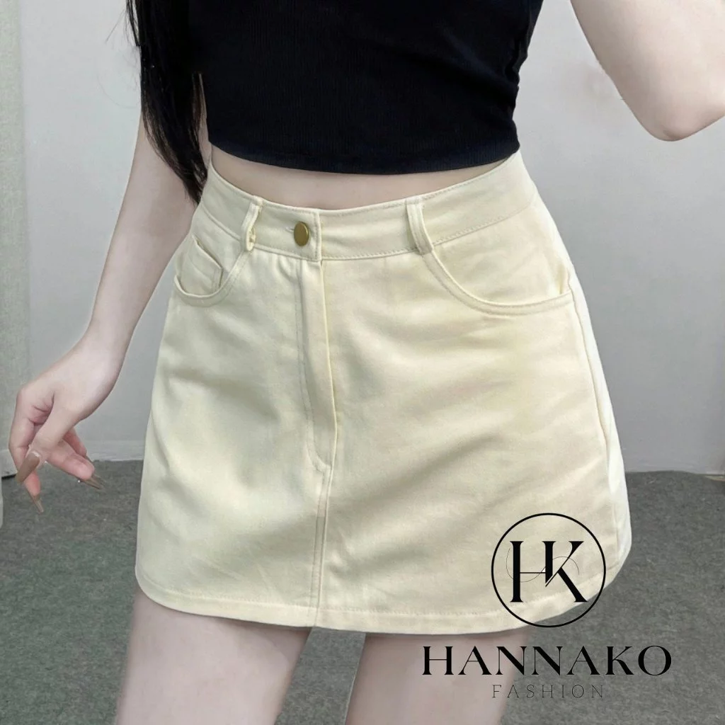Chân Váy Kaki Dáng Ngắn Có Lót Trong BigSize Hannako - fashion Chân Váy Kaki Cạp Khuy BigSize 127