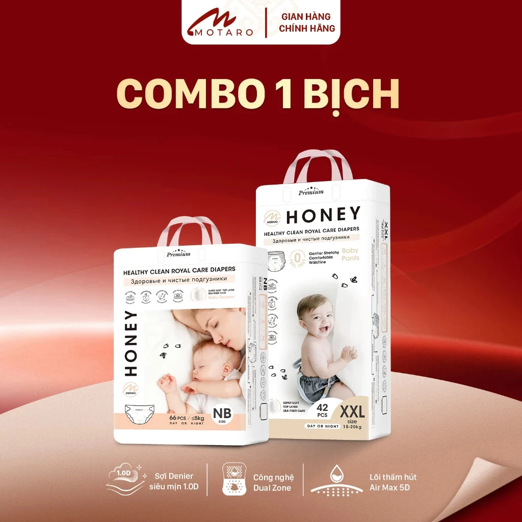 ✨ Bỉm Honey Premium Motaro Ngày, Đêm Chính Hãng - Siêu Mềm Chống Trào [Voucher Extra, Freeship]