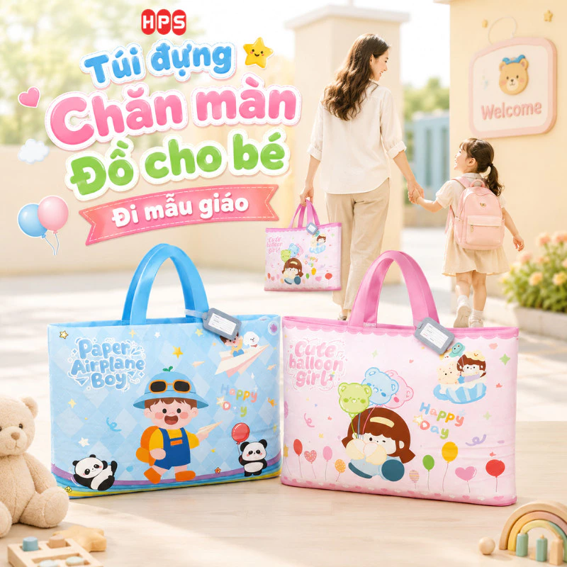 Túi Đựng Chăn Màn, Túi Vải Đựng Đồ Cho Bé Đi Mẫu Giáo, Túi Đựng Đồ Chơi Chất Liệu Oxford Chống Nước