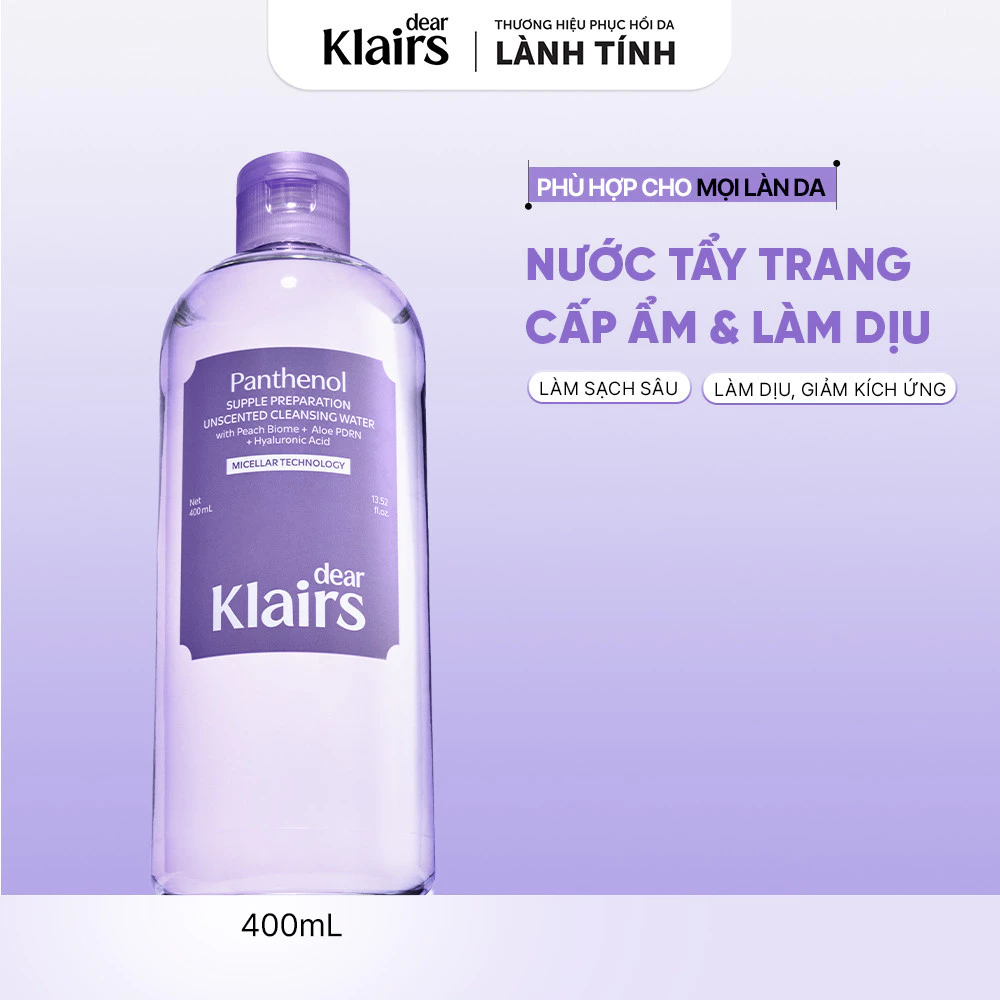 Nước tẩy trang Dear Klairs Supple Preparation Unscented Cleansing Water 400ml [FS]