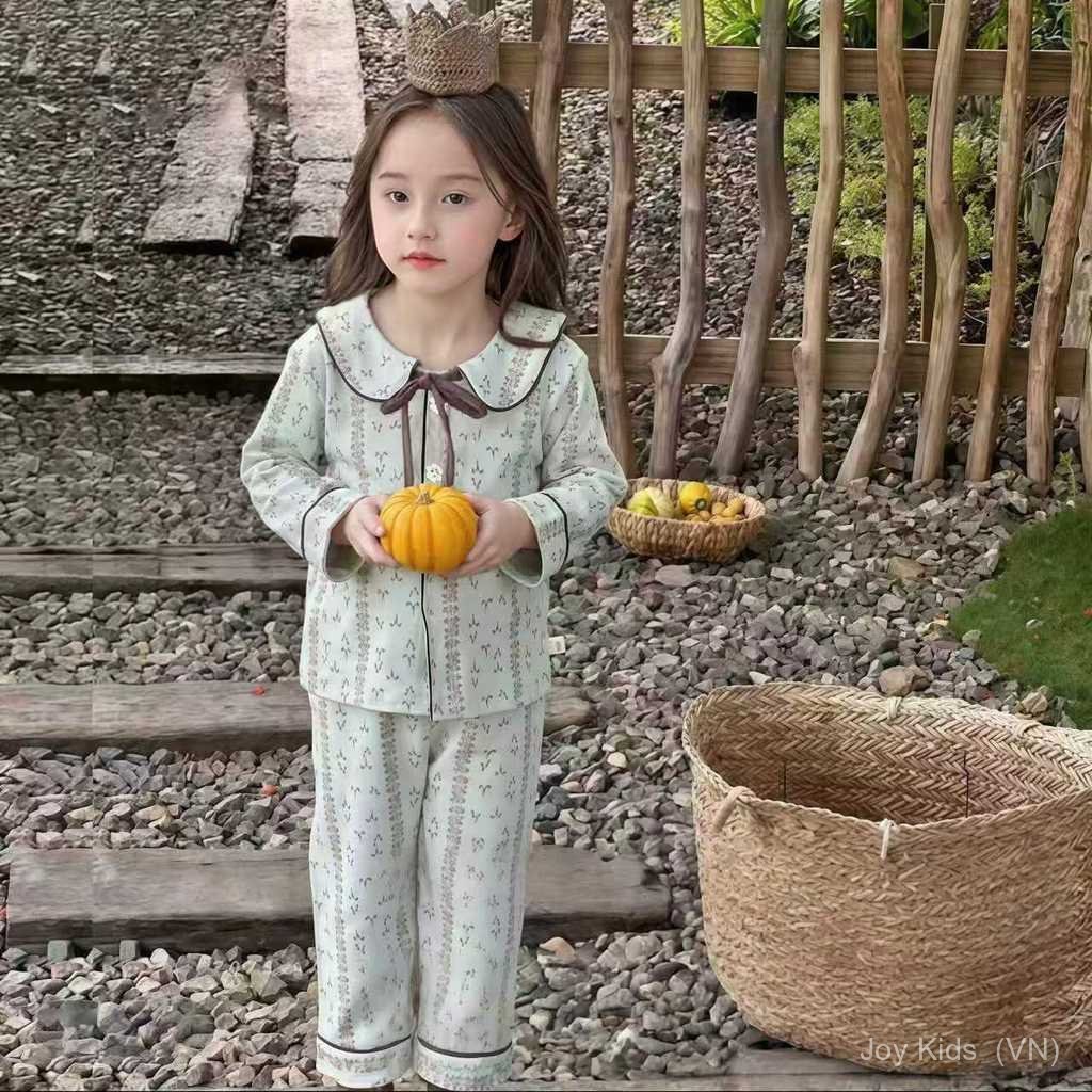 Bộ Đồ Ngủ Cotton Nguyên Chất Xuân Thu Phù Hợp Với Nam Homewear Nhà Sản Xuất Dài Tay Hoạt Hình Cardigan Homewear Bé Gái Bán Buôn