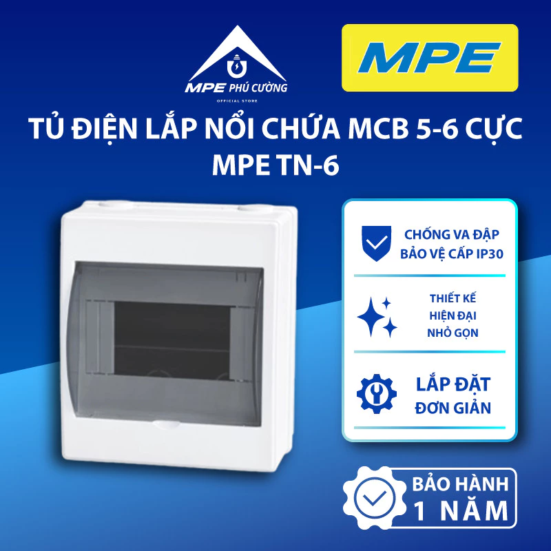 (CHÍNH HÃNG) MPE - Tủ điện lắp nổi chứa MCB IP30 Chính hãng MPE Phú Cường
