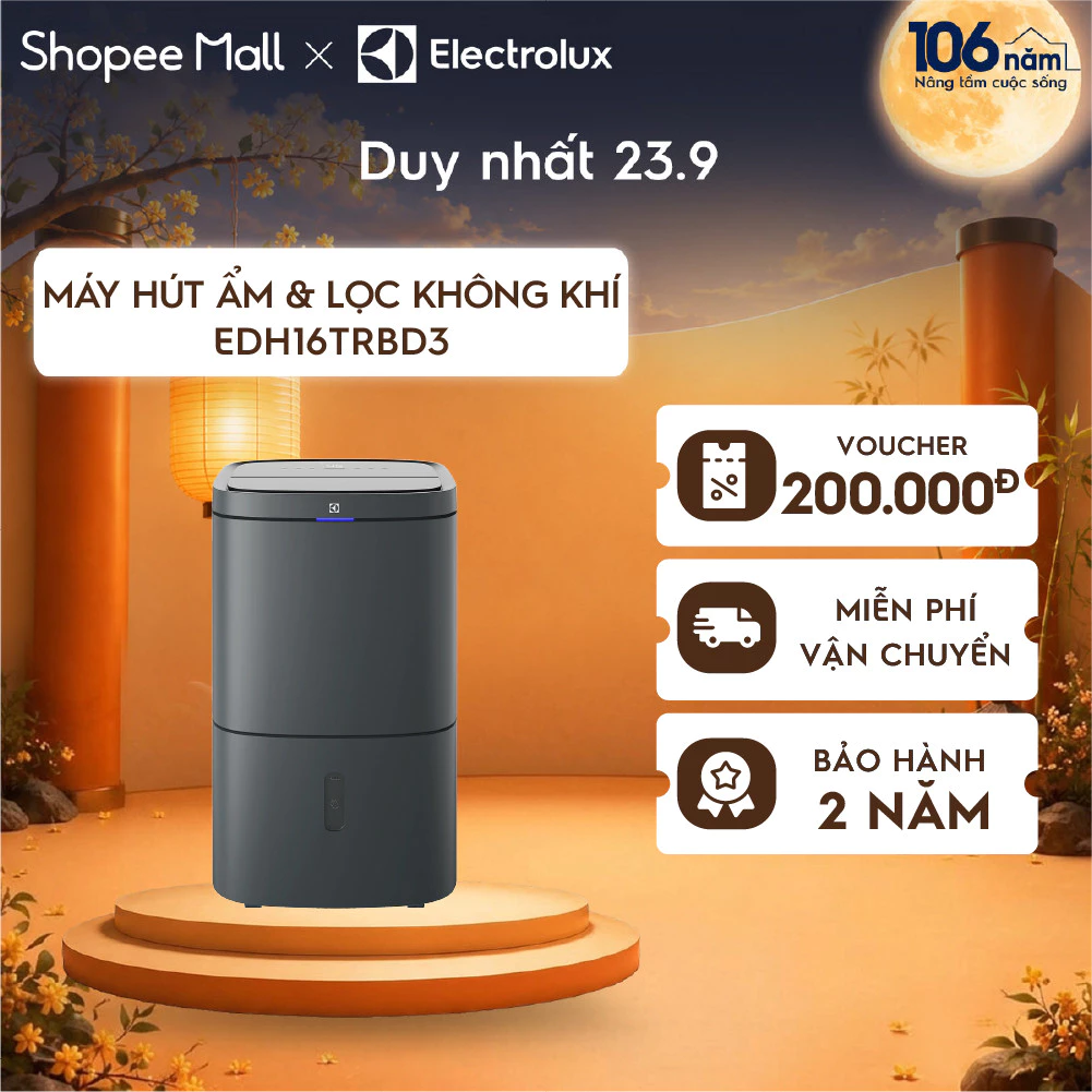 Máy hút ẩm kết hợp lọc không khí Electrolux UltimateHome 700 28.5L cho phòng 66m² EDH16TRBD3