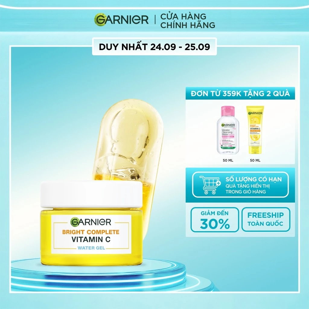 Kem dưỡng ẩm Garnier Water Gel mỏng nhẹ cấp ẩm tới 48H & hỗ trợ sáng da 50ml