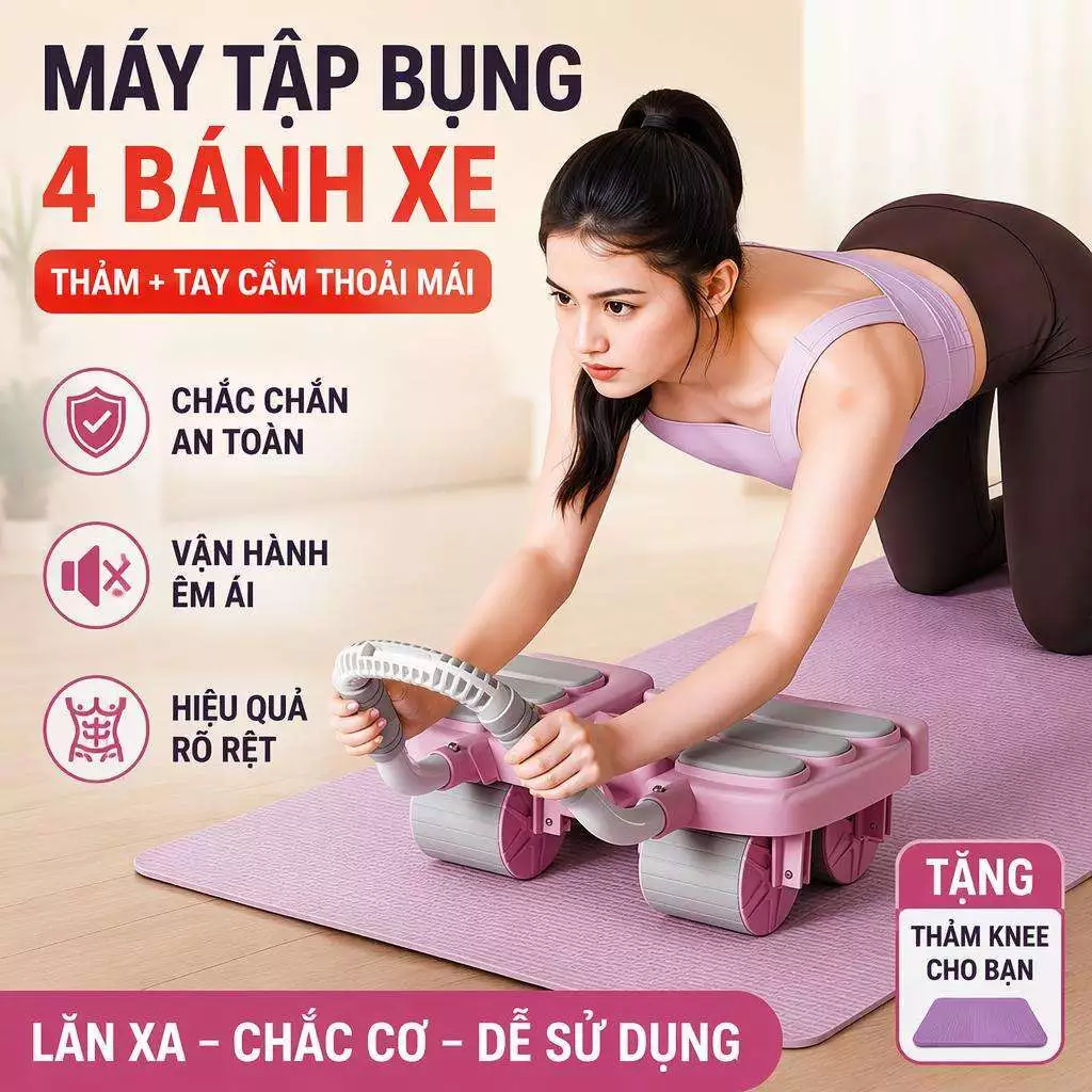 【COD】Con Lăn Tập Bụng Tự Động Trở Về - Thiết Bị Tập Gym 4 Bánh Chịu Lực Kèm Đồ Đa Năng Giảm Mỡ Bụng Cho Nam Nữ