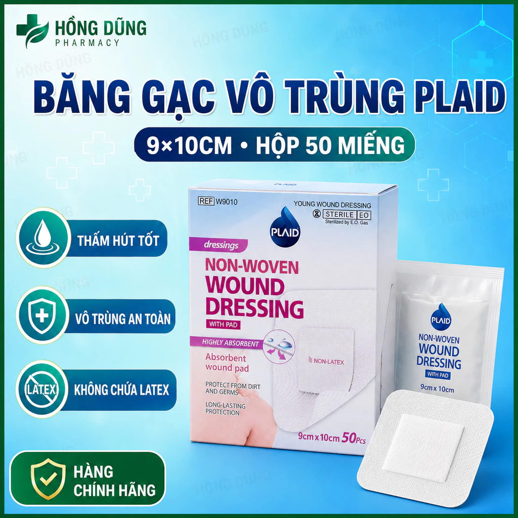 Băng Gạc Vô Trùng Young Wound Dressing - Việt Nam Nhiều Kích Thước Thấm Hút Mủ Tốt, Không Gây Bết Dính (1 miếng)