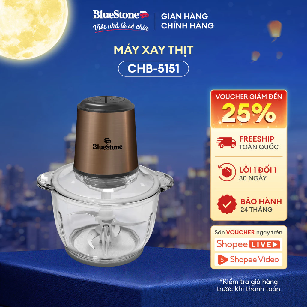 Máy Xay Thịt BlueStone CHB-5151 I Cối xay thịt thủy tinh 2 Lít I Cs 350W I Bh 2 năm