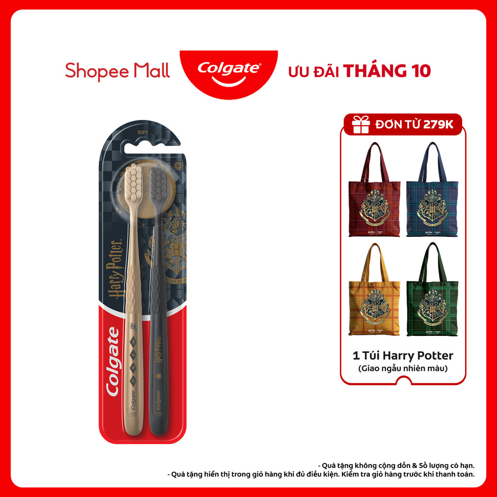 Bộ 2 Bàn chải Colgate Harry Potter cho người lớn, lông chải siêu mềm mảnh…