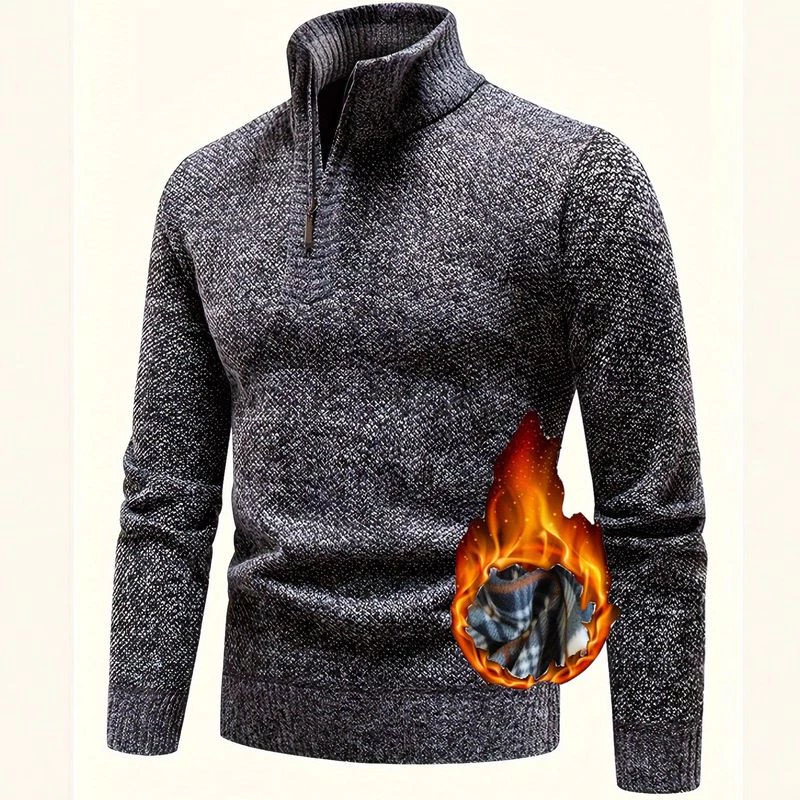 Cổ đứng Nửa Zip Áo len dệt kim giữ nhiệt Slim Fit Áo thun