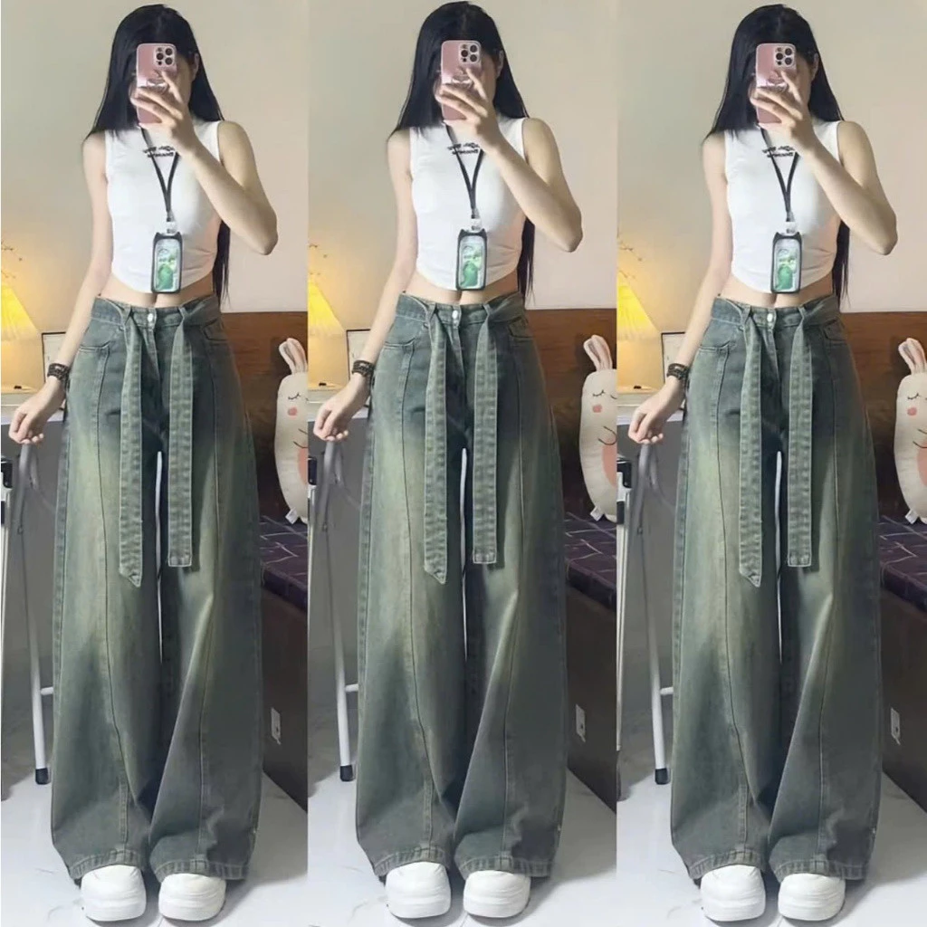 QUẦN JEANS NỮ ỐNG RỘNG KÈM ĐAI CẠP CAO HÁCH DÁNG HOTTREND 2026 WJeans127